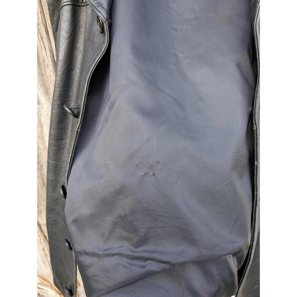 Adler Vintage Men's Black Authentic Collared Leather Motorcycle Biker Vest - Picture 7 of 9